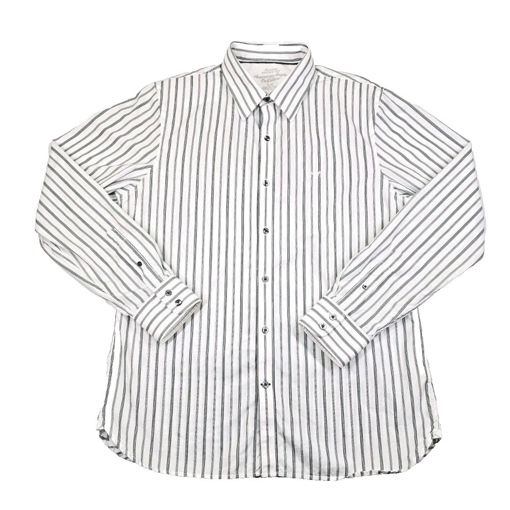 American Eagle Premium Vintage Fit Green Black Stripe Button Down Large Shirt‎